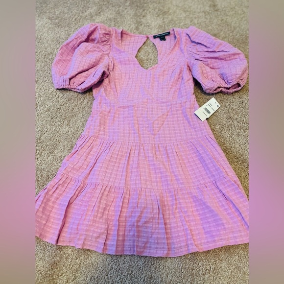 NWT!! French Connection Birch Gingham Tiered Dress in Summer Lavender - Picture 5 of 11